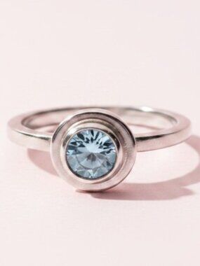Handmade Silver Ring with a Brilliant Cut Solitaire Cubic Zirconia